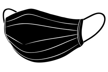 Face Mask Vector with Detailed Pleats and Ear Loops Clean Illustration