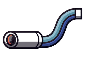 Sleek Exhaust Pipe Vector with Smoke Minimal Automotive Illustration