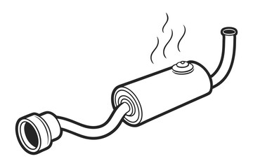 Exhaust Pipe Vector Art with Simple Smoke Effect Minimalist Design