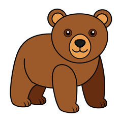 Adorable Brown Bear Cub Cartoon Character Vector Illustration