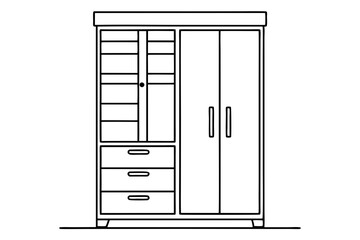 Wardrobe Furniture Vector with Sliding Doors and Wooden Texture Art