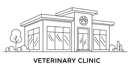 veterinary clinic line art black white