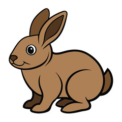 Cute Little Brown Rabbit Woodland Animal Cartoon Illustration