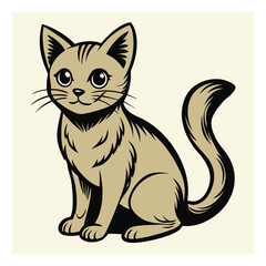 Vintage Cat Illustration with Retro Hand Drawn Linework for Vets