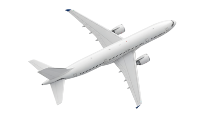 Isolated airplane mock-up, commercial passenger jet, aerial view, detailed wings and engines