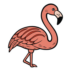 Pink Flamingo Bird Cartoon Illustration for a Tropical Summer Vibe