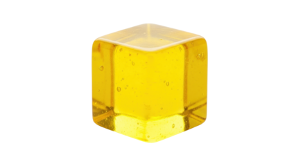 Isolated honey cube reflecting light, liquid amber treat, sweet candy, golden block