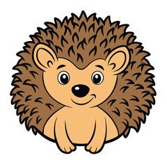Friendly Hedgehog Cartoon Mascot with a Cute Smile Front View