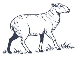 Sheep Animal Vector Art on White Background Farm Illustration