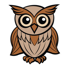 Stylized Brown Owl Cartoon Character with Big Eyes for a Logo
