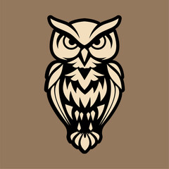 A minimal full-body owl vector with strong outlines, highlighting wisdom and balance.