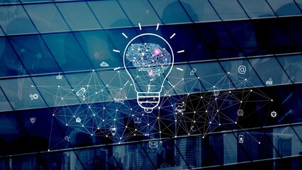 AI innovation with neural network and digital transformation. AI innovation drives automation, powers ideas, AI innovation enhances SEO, and AI innovation enables global connection. Marrow