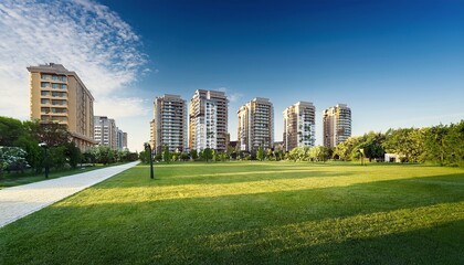 Obraz premium residential buildings near the park