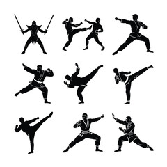Karate Taekwondo Kung Fu Silhouette Design Pack