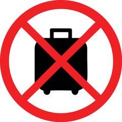 No trolley case allowed sign. Forbidden signs and symbols vector art