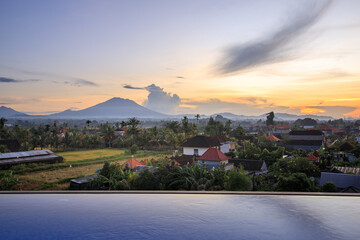 Beautiful view of a city with a large mountain in the background