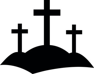 Three crosses on a hill silhouette vector