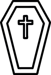 Coffin icon in outline style vector