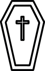 Coffin icon in outline style vector