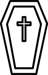 Coffin icon in outline style vector