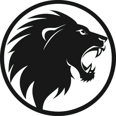  roaring lion head vector icon, symbolizing dominance and wild nature.