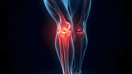 Knee Joint Anatomy and Pain Visualization, Medical 3D Renderings of Human Knee, Orthopedic Health, Arthritis, Joint Inflammation