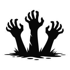 Obraz premium Silhouette of Zombie Hands Emerging from Ground A Spine Chilling Halloween Illustration