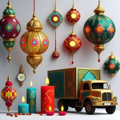 christmas decoration with baubles and decorations
