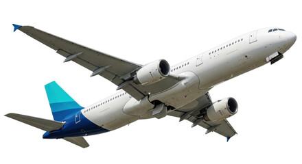 Isolated passenger airplane against a clear sky, aviation industry, flying, traveling, aircraft