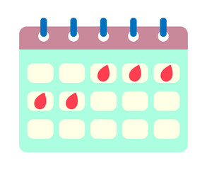 Calendar Period Menstruation Element. Menstrual calendar icon for a woman. The monthly menstrual cycle of a gynecological female tracker. Menstrual calendar and pregnancy control and planning. EPS10 V