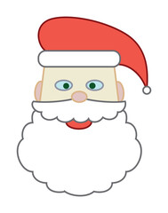 Santa Claus' face. Christmas character. Cute funny Santa Claus. Head of Saint Nicholas in a simple cartoon style. EPS10 Vector illustrations.