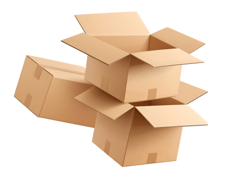 Stack of open cardboard boxes