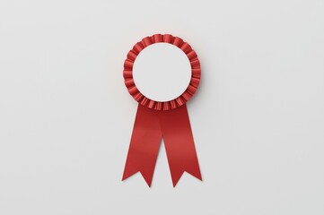 Elegant red award ribbon with blank white center for text or graphic customization