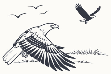 Dolphin Jump, Hiker and Tree Vector - Duotone Coastal/River Graphic