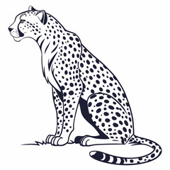 Jaguar Image vector. Spotted Jaguar Sitting Vector Image on white background.