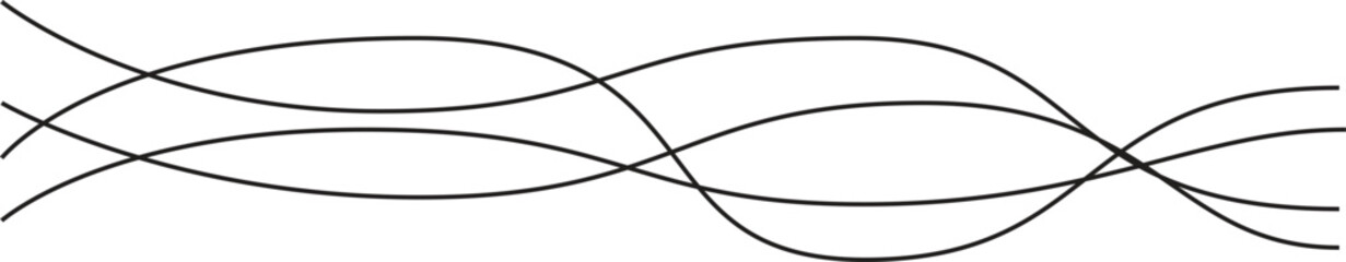 Abstract black and white graphic of interwoven sinusoidal lines creating a flowing, wave-like pattern on a plain background.