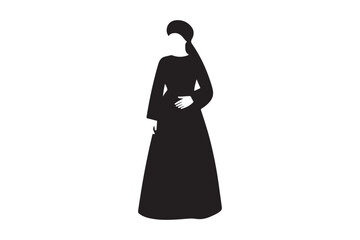 Silhouette of a woman in a long black dress