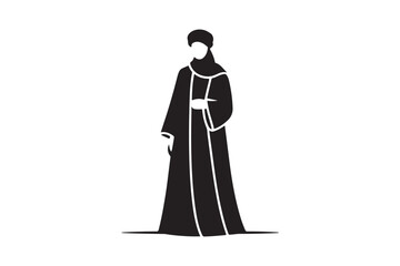 Elegant silhouette of a woman in traditional islamic attire