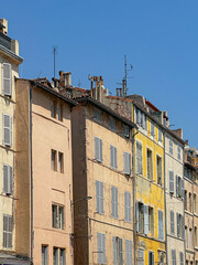 Old Town Marseille Facades on a Sunny Day in July  