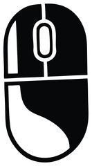 Computer Mouse Icon – Black and White Mouse Symbol, Simple Wireless Device Vector for UI and Tech Design