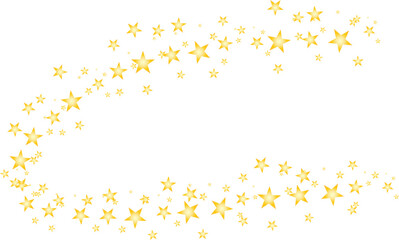 Golden stars scattered in a sparkling wave pattern on a white background, creating a festive and magical border.