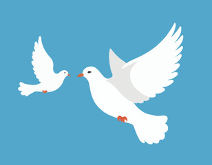 Flying white dove symbol of peace. Flying Dove Illustration isolated on white background.