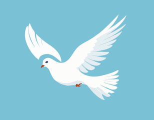 Flying white dove symbol of peace. Flying Dove Illustration isolated on white background.