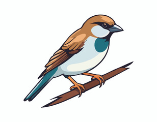 Sparrow Bird Vector Logo Design isolated on white background.