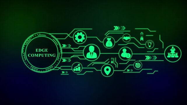 Edge Computing Network Diagram with Icons technology . Business, technology, internet and networking concept.