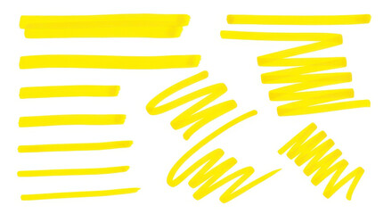Fototapeta premium Bright Yellow Highlighter Marks and Strokes Creative Design Elements