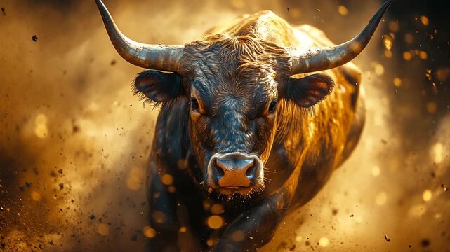 Charging Bull - A Powerful Symbol of Strength and Determination in Motion.