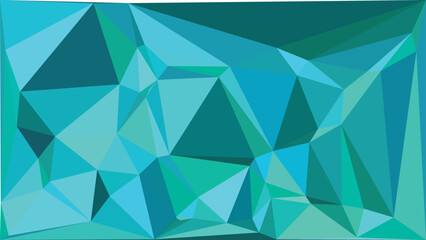 Abstract background featuring a low-poly triangular pattern in cool shades of turquoise and teal.