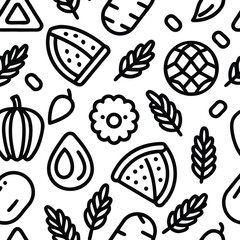 Seamless floral and olive food pattern vector illustration with nature and decorative elements