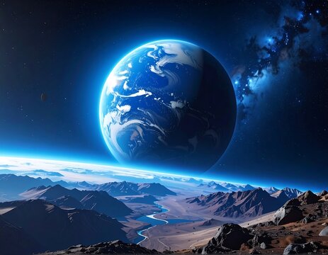 Earth in Space, Mountainous Landscape.